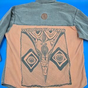 Vintage 90s Natives Tribal Denim Shirt XXL - Oversized Southwestern Graphic Back